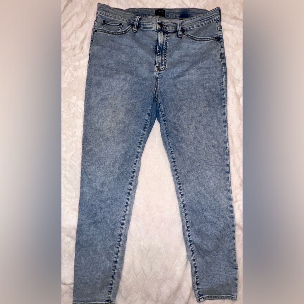 J. Crew Light Wash Blue 10” Skinny High Rise Denim Jeans Sz 32